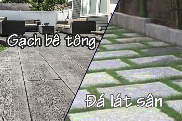 lựa chọn gạch bê tông hay đá lát sân khi lát nền ngoại thất