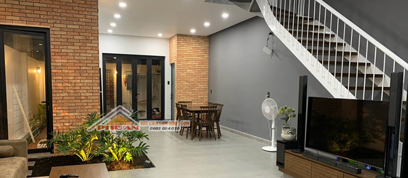 công trình gạch nung ốp giả cổ 5x20cm